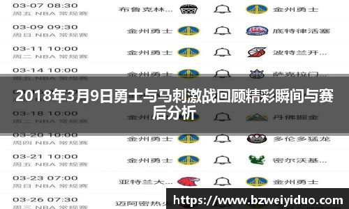 2018年3月9日勇士与马刺激战回顾精彩瞬间与赛后分析